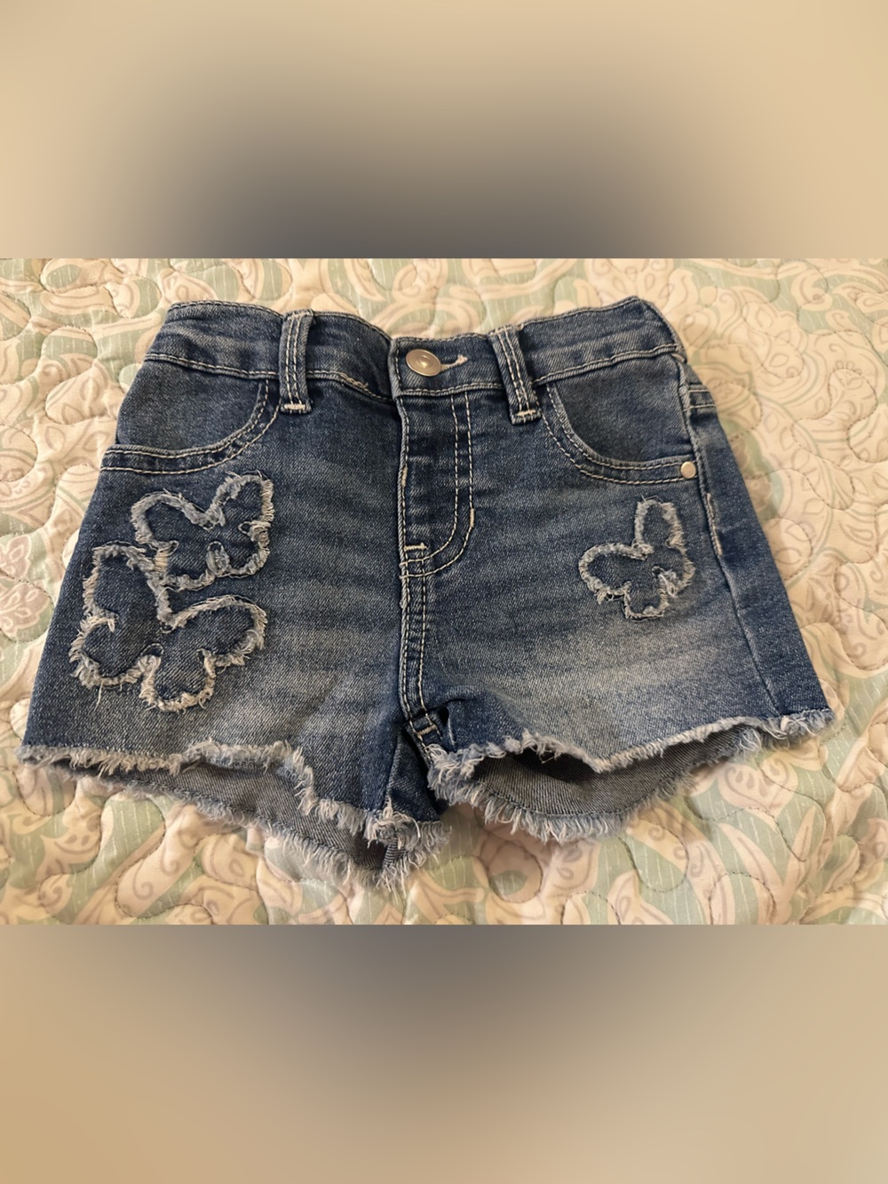 wonder nation Distressed Butterfly Denim Shorts - Blue